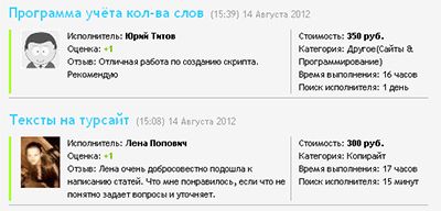 примеры выполненных заданий примеры выполненных заданий