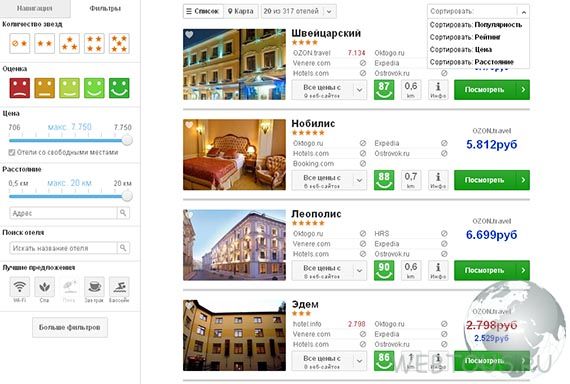 список гостиниц и отелей