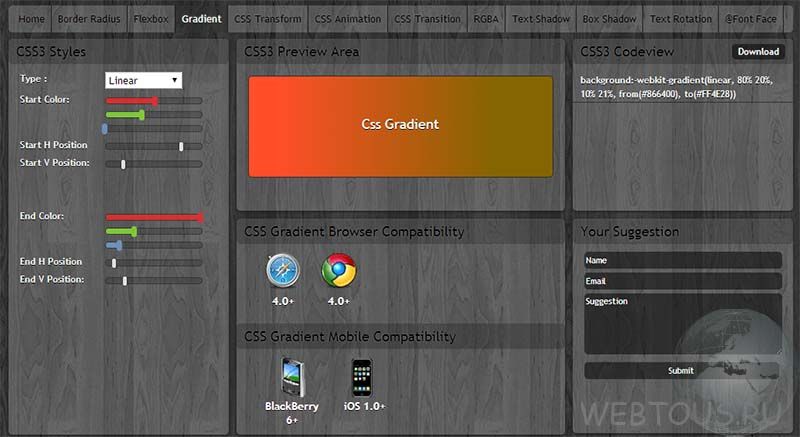как сделать градиент css