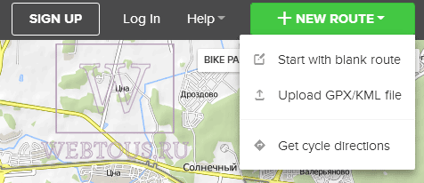 создание нового маршрута на карте