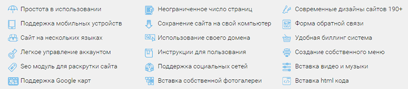 возможности конструктора сайтов