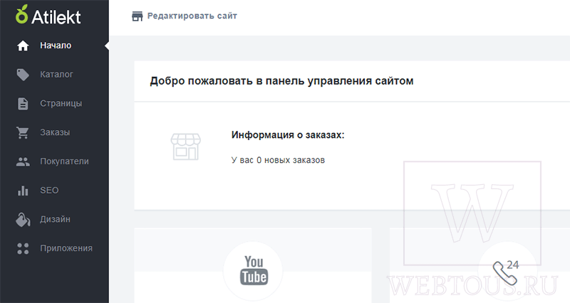 панель управления сайтом