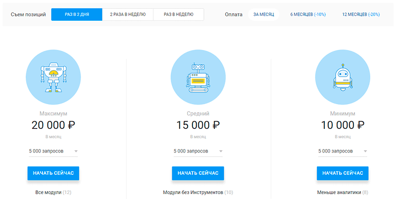 тарифы сервиса