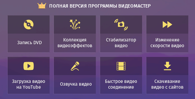 возможности полной версии ВидеоМастер