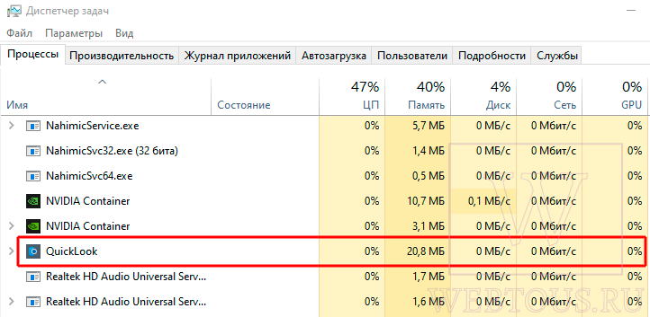 потребление системных ресурсов программой