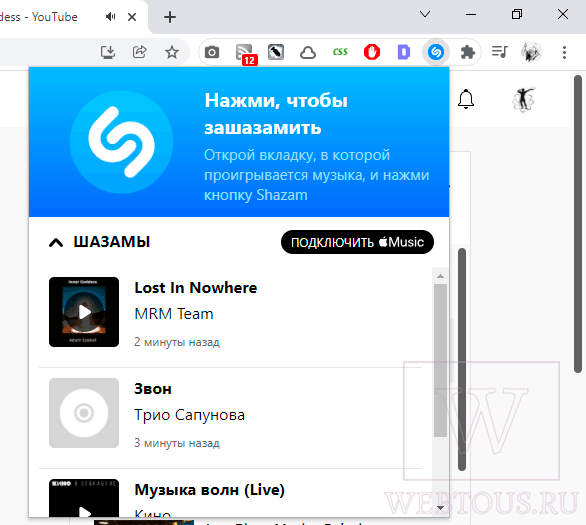 ваш список Шазам