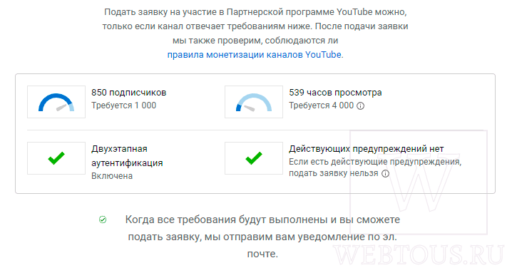условия монетизации канала ютуб