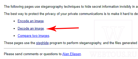 инструменты сервиса Steganography Tools