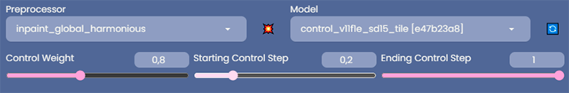 изменение параметров воздействия controlnet