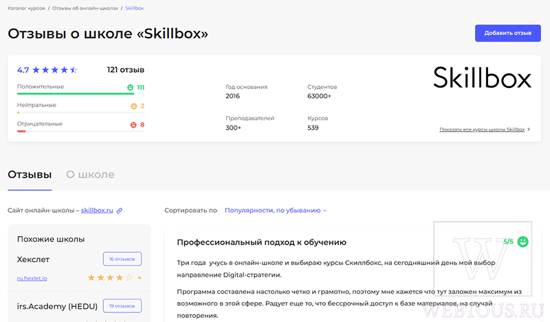 пример отзыва по школам