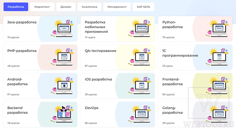 разделы сайта по направлениям обучения