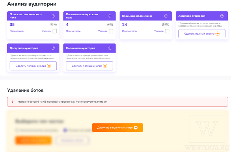 результаты бесплатного анализа